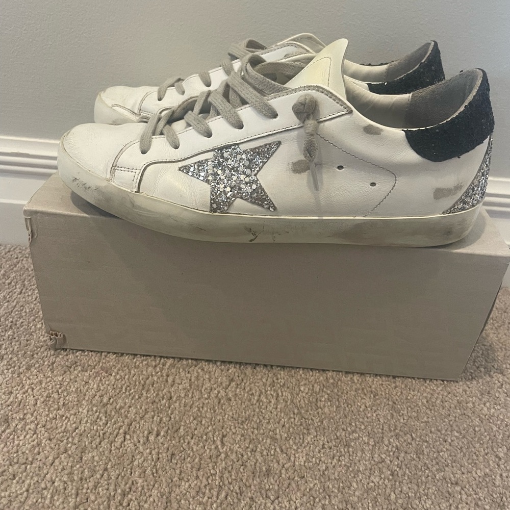 Golden Goose White Sneakers with Silver Star - Picture 4 of 14